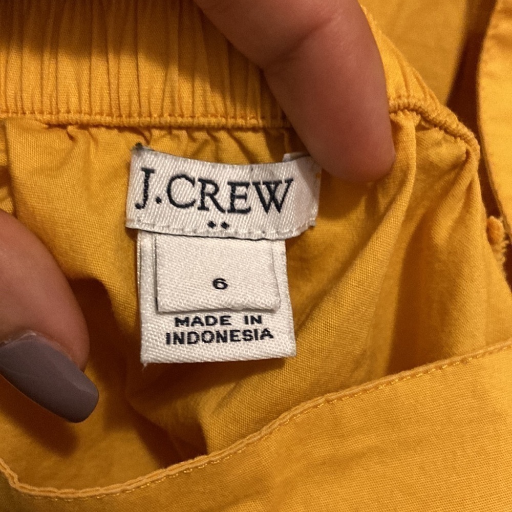 J Crew Women’s Mustard Square Neck Pom Pom Sleeves Top Size 6 - Picture 3 of 3